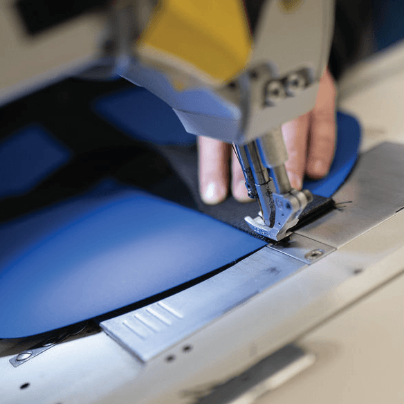 Industrial precision stitching on waterproof fabric